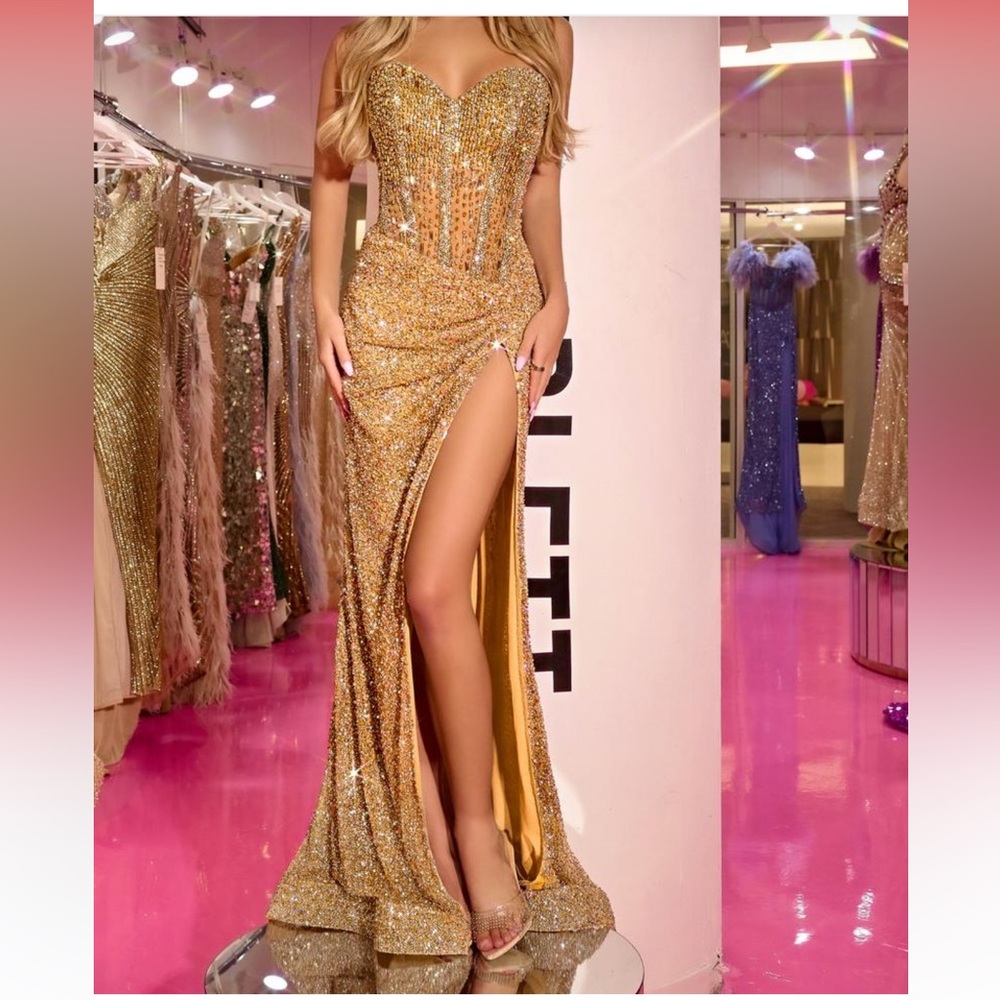 Portia and Scarlett Gold Evening Dress